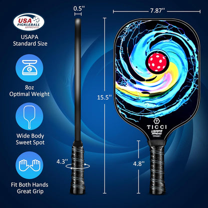 Pickleball Paddles Set of 2, USAPA Approved Fiberglass Pickle Ball Paddles with 4 Pickleballs, Lightweight Rackets for Adults & Kids, Includes Carry Bag & Net Bag for Men, Women, Beginners,