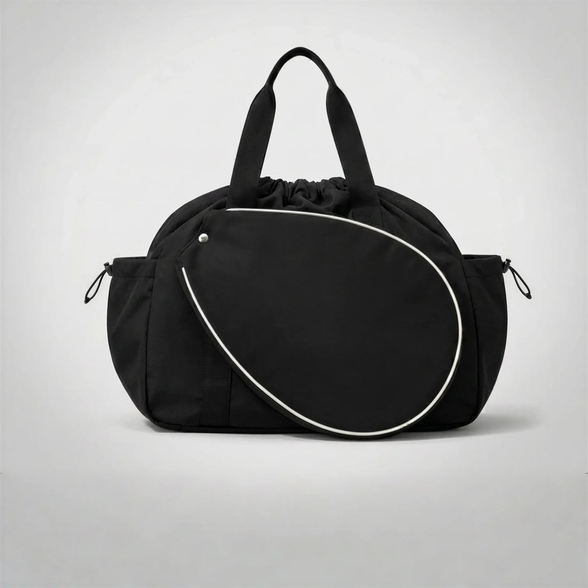 CourtDuet Bag in Court Black front view with detachable racket sleeve