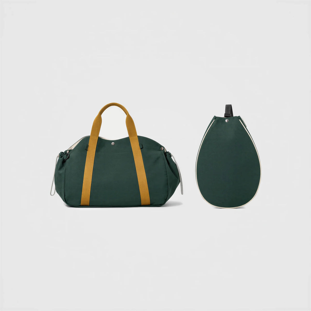 CourtDuet Bag in Court Forest shown as two pieces with the racket sleeve detached