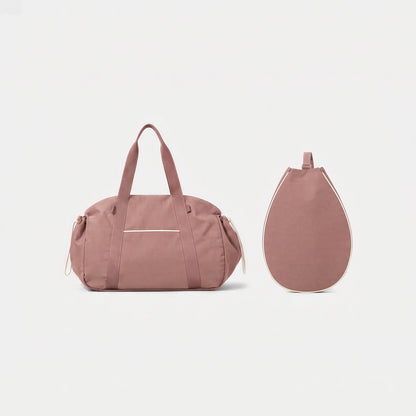 CourtDuet Bag in Orchid Pink shown as two pieces with the racket sleeve detached