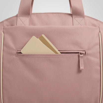 CourtDuet Bag in Orchid Pink hidden back zip pocket detail